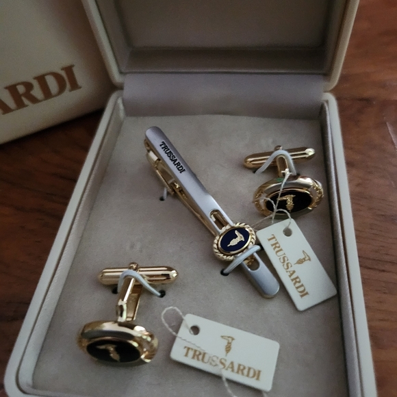 Trussadi Set Vintage tie clip-on and cufflinks Made in Italy - Picture 4 of 8